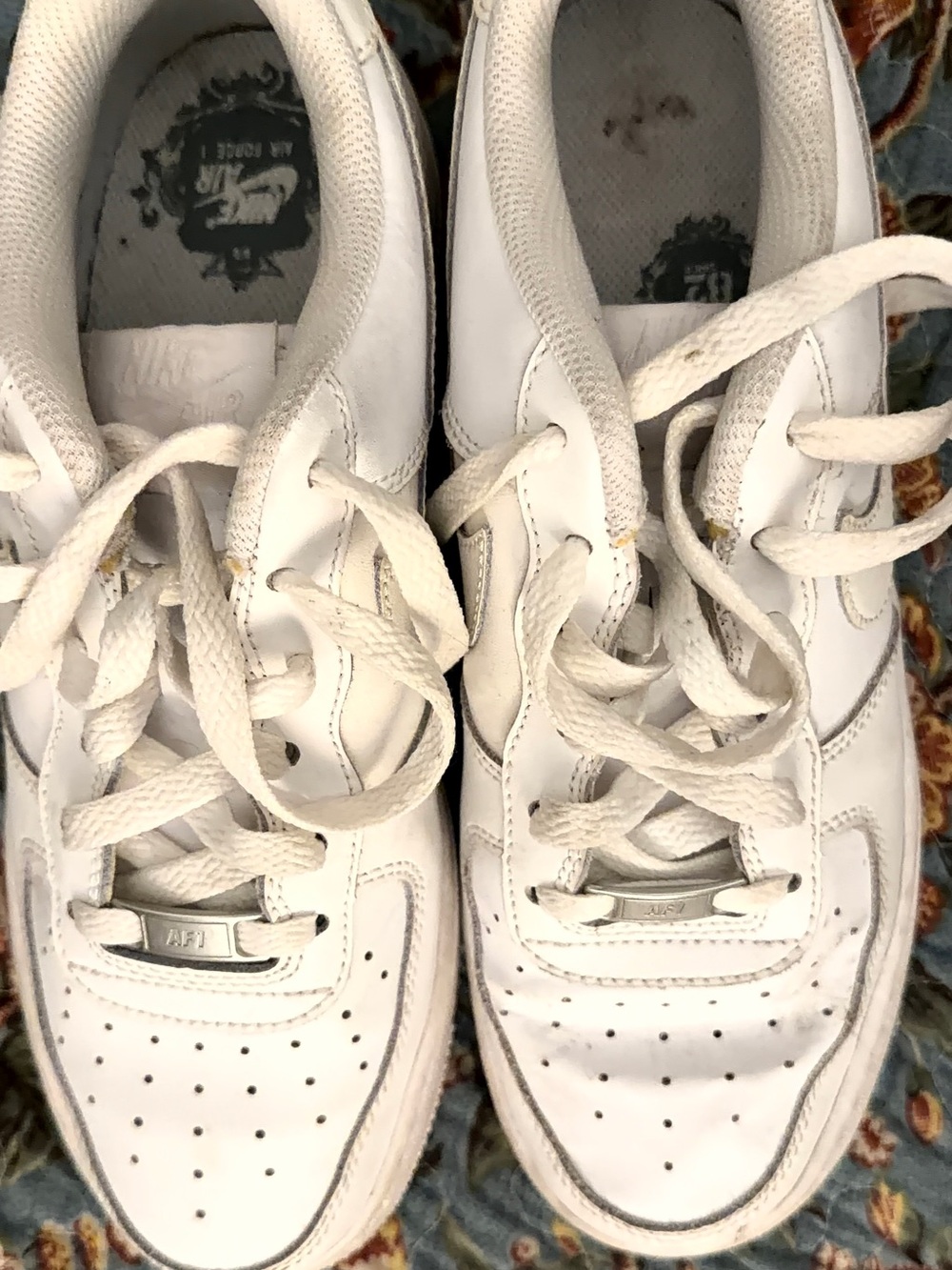 Nike Kids White Leather Air Force 1 with Metallic Lace Tag